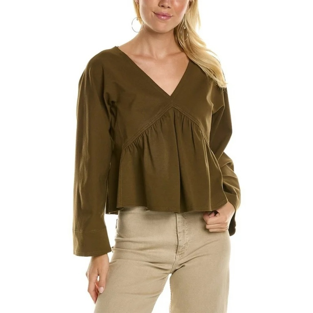REBECCA TAYLOR Long Sleeve Trapeze Top Xs*NWT* deep olive